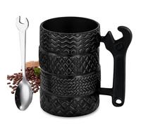 SUNOYA Tazas Para Neumáticos,500 ml Tazas De Neumáticos Con Una Cuchara,Taza Creativa Con Forma De Meumático,Taza De Neumáticos Para Oficina,Hogar,Leche,Té,Agua