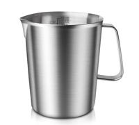 SUNOYA Vaso medidor de acero inoxidable con tapón antipolvo para café, latte y espresso (1 litro)