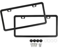 SunplusTrade - Marco para matrícula de Aluminio con Recubrimiento en Polvo Negro Mate, Incluye Tapas para Tornillos (2 Unidades)