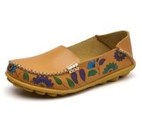 Sunporx Mujeres Cómodo Mocasines Mocasines de Conducir Zapato Casual cueros Slip on Round Toe Transpirable Caminar