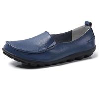 SunporxSunporx Mujer Informal Cuero Mocasines Conducción sin Cordones Punta Redonda Antideslizante Suela Blanda Trabajo Caminar Zapatos Planos Mocasines Penny