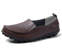 SunporxSunporx Mujer Informal Cuero Mocasines Conducción sin Cordones Punta Redonda Antideslizante Suela Blanda Trabajo Caminar Zapatos Planos Mocasines Penny