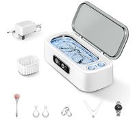 SUNPOW Limpiador Ultrasonidos 45KHz Doble Cámara para Lentes de Contacto y Joyas,Limpiador Sónico para Plata y oro, anillos, pendientes, gafas, relojes y Collares Silencioso (45 dB)