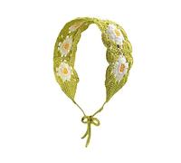 Sunproof - Diadema de ganchillo rectangular para mujer, diseño de flores, turbante elástico, accesorios para el cabello