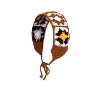 Sunproof - Diadema de ganchillo rectangular para mujer, diseño de flores, turbante elástico, accesorios para el cabello