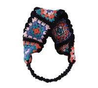 Sunproof - Diadema de ganchillo rectangular para mujer, diseño de flores, turbante elástico, accesorios para el cabello