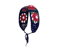 Sunproof - Diadema de ganchillo rectangular para mujer, diseño de flores, turbante elástico, accesorios para el cabello