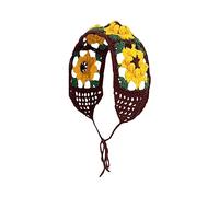 Sunproof - Diadema de ganchillo rectangular para mujer, turbante elástico, turbante dulce, accesorios para el cabello de primavera, diadema de ganchillo para mujer, diadema de ganchillo a prueba de