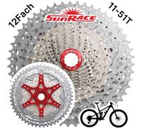 Sunrace Casete CSMZ903 12-Fach 11-51 Por MTB Ebike Rojo Compatible Shimano Sram