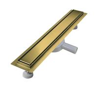 Sunrik Canaleta de Ducha 80 Cm, Dorado, 2 en 1, Sifón 360°