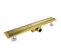 sunrik Canaleta Ducha 100cm, Dorado 2 en 1 Sumidero Ducha con Sifón Dispositivo Desodorante y Filtro de Pelo