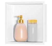 sunrik Nicho de Ducha,Estante de Ducha Empotrado de Acero Inoxidable,Nicho de Pared de Ducha Empotrable en Azulejos，Estantes de Baño Nicho Sola Capa Cuadrado 30x30x10cm,Blanco Mate