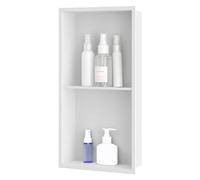 sunrik Nicho de Ducha,Estante de Ducha Empotrado de Acero Inoxidable,Nicho de Pared de Ducha Empotrable en Azulejos，Estantes de Baño Nicho de Doble Capa 60x30x10cm,Blanco Mate