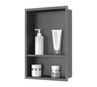 sunrik Nicho de Ducha,Estante de Ducha Empotrado de Acero Inoxidable,Nicho de Pared de Ducha Empotrable en Azulejos，Estantes de Baño Nicho de Doble Capa 60x30x10cm（40/20cm）,Gris