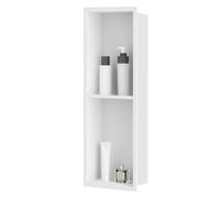 sunrik Nicho de Ducha,Estante de Ducha Empotrado de Acero Inoxidable,Nicho de Pared de Ducha Empotrable en Azulejos，Estantes de Baño Nicho de Doble Capa 60x20x10cm,Blanco Mate