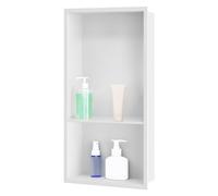 sunrik Nicho de Ducha,Estante de Ducha Empotrado de Acero Inoxidable,Nicho de Pared de Ducha Empotrable en Azulejos，Estantes de Baño Nicho de Doble Capa 60x30x10cm（40/20cm）,Blanco Mate