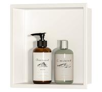 sunrik Nicho de Ducha,Estante de Ducha Empotrado de Acero Inoxidable,Nicho de Pared de Ducha Empotrable en Azulejos，Estantes de Baño Nicho Sola Capa Cuadrado 30x30x10cm,Blanco cremoso