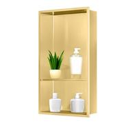sunrik Nicho de Ducha,Estante de Ducha Empotrado de Acero Inoxidable,Nicho de Pared de Ducha Empotrable en Azulejos，Estantes de Baño Nicho de Doble Capa 60x30x10cm（40/20cm）,Dorado