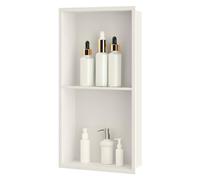 sunrik Nicho de Ducha,Estante de Ducha Empotrado de Acero Inoxidable,Nicho de Pared de Ducha Empotrable en Azulejos，Estantes de Baño Nicho de Doble Capa 60x30x10cm,Blanco cremoso