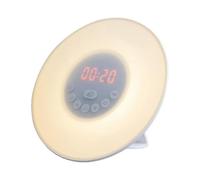 Sunrise Alarm Clock Wake Up Light, Light Alarm with Sunrise and Snooze Function, 7 Colour Atmosphere Lamp, FM Radio, Built-in Phone Charging Port for