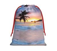 Sunrise - Bolsa de regalo con cordón de Navidad con estampado de palmeras tropicales, una opción conveniente para empaquetar pequeños regalos