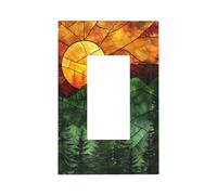 Sunrise Evergreen - Placa de pared para interruptor de luz de pino, bosque, vitral, cubierta de placa frontal, 1 banda, decoración de receptáculo para el hogar, cocina, habitación, baño