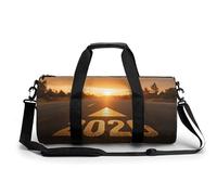 Sunrise Glowing Golden 2026 on The Road - Bolsa de viaje para gimnasio para mujeres y hombres, bolsa de lona cilíndrica con correa para el hombro