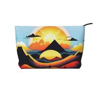 Sunrise Mountain - Bolsa de maquillaje de pana versátil con cremallera para uso diario y organizador de capacidad de viaje, Black, Talla única