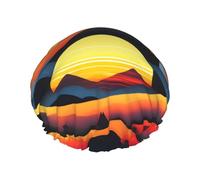 Sunrise Mountain - Gorro de ducha de doble capa para mujer, reutilizable, diseño de gran tamaño adecuado para todas las longitudes de cabello, adecuado para niñas, spa y salón en casa.
