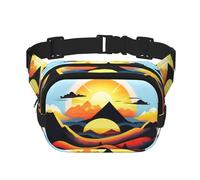 Sunrise Mountain - Riñonera cuadrada de doble capa con correa ajustable para actividades al aire libre, color negro, talla única, Black, Talla única