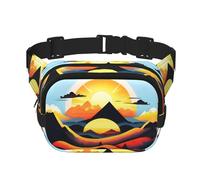 Sunrise Mountain - Riñonera cuadrada de doble capa, unisex, para correr, viajar, senderismo, fitness, color negro, talla única, Negro, One Size