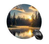 Sunrise on The Lake - Alfombrilla de mouse redonda de deslizamiento suave para juegos, extra densidad, portátil, cómoda, para computadora, hogar, oficina, 7.8 x 7.8 pulgadas