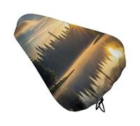 Sunrise on The Lake - Funda de asiento de bicicleta acolchada suave, cojín extra ancho para asiento de bicicleta para mujeres y hombres, cómodo, cojín de repuesto impermeable para asiento de bicicleta