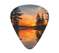 Sunrise On The Lake - Juego de 12 púas de guitarra con caja de almacenamiento, 3 grosores de 0,46/0,71/0,96 mm, púas ABS para guitarra, ukelele y bajo