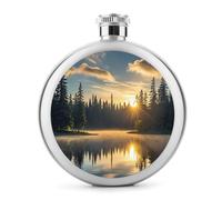 Sunrise on The Lake - Petaca de whisky pequeña portátil de viaje, botella de acero inoxidable a prueba de fugas para bodas, padrinos de boda, regalo de dama de honor, 5 onzas
