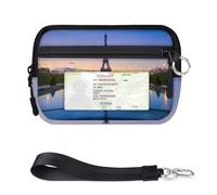 Sunrise Paris Torre Eiffel Mini Zip Tarjetero para mujeres y hombres con ventana de identificación, Torre Eiffel, cartera con impresión de Torre Eiffel, portátil, ligera, monederos pequeños con