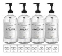 Sunrise Premium Dispensador de jabn de vidrio transparente de 16 onzas con bomba de plstico, juego de dispensador de jabn para manos y platos