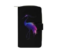 Sunrise Red Crowned Crane - Cartera larga de piel sintética para mujer, organizador de mano para oficina y viajes