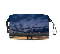 Sunrise Sky View Over The Sea - Neceser de doble capa para mujeres y niñas, neceser de viaje, bolsa organizadora de maquillaje con compartimento para cepillos, multicolor, 27x15x14 cm/10.6x5.9x5.5 in,