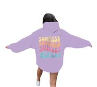 Sunrise Sunburn Sunset Repeat - Sudaderas con capucha para mujer, lindas letras esenciales, suéteres gráficos casuales Y2K, universidad, modernos, estéticos, cómodos, delgados, morado claro, 4XL