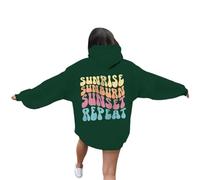 Sunrise Sunburn Sunset Repeat Sudaderas lindas para mujer, ajuste holgado, casual, con capucha, cómodas sudaderas con capucha para otoño, ropa gráfica de letras Backwoods, suéter Workou Trendy Y2K