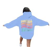 Sunrise Sunburn Sunset Repeat Sudaderas lindas para mujer, ajuste holgado, casual, con capucha, cómodas sudaderas con capucha para otoño, ropa gráfica de letras Backwoods, suéter Workou Trendy Y2K