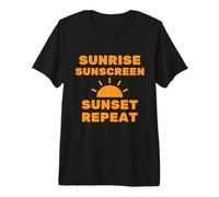 Sunrise Sunscreen Sunset Repeat - Summer Rays Cuidado de la Piel Camiseta Premium