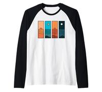 Sunrise to Moonlight Retro Vintage Coastal Landscape Camiseta Manga Raglan