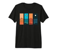 Sunrise to Moonlight Retro Vintage Coastal Landscape Camiseta Premium
