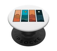 Sunrise to Moonlight Retro Vintage Coastal Landscape PopSockets PopGrip Adhesivo