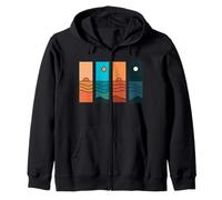 Sunrise to Moonlight Retro Vintage Coastal Landscape Sudadera con Capucha