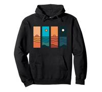 Sunrise to Moonlight Retro Vintage Coastal Landscape Sudadera con Capucha