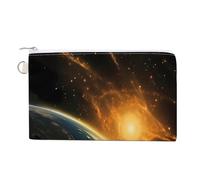 Sunrise View of The Planet Earth from Space - Monedero de lona personalizado para cambio, monedero, bolsa pequeña para maquillaje para hombres y mujeres, 7.5 x 4.6 pulgadas, Estilo:, Talla única,