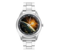Sunrise View of The Planet Earth from Space Reloj de pulsera de cuarzo de acero inoxidable con números arábigos para hombres y mujeres, Estilo:, regular, MHXYZHW
